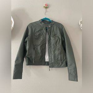 Green leather jacket. Womens size Large.